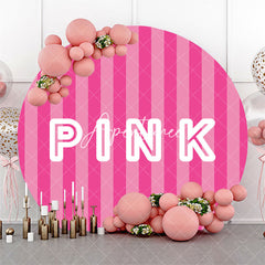 Aperturee - Hot Pink Vertical Stripe Round Backdrop For Party