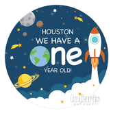Aperturee Houston We Have One Year Old Round Birthday Backdrop