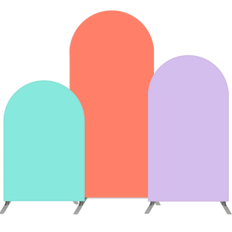 Aperturee - Hot Pink Purple Arch Backdrop Set Double Sided Tension Fabric Cover