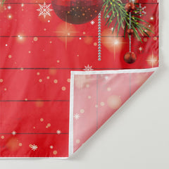 Aperturee - Huge Bauble Red Wood Leaves Christmas Backdrop