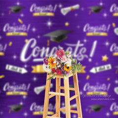Aperturee - I Did It Caps Stars Purple Grad Photography Backdrop