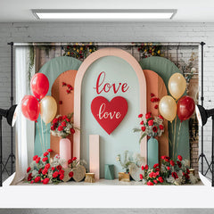 Aperturee - Indoor Modern Balloons Floral Love Wedding Backdrop