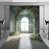 Aperturee - Indoor Room Arch White Floral Window Photo Backdrop