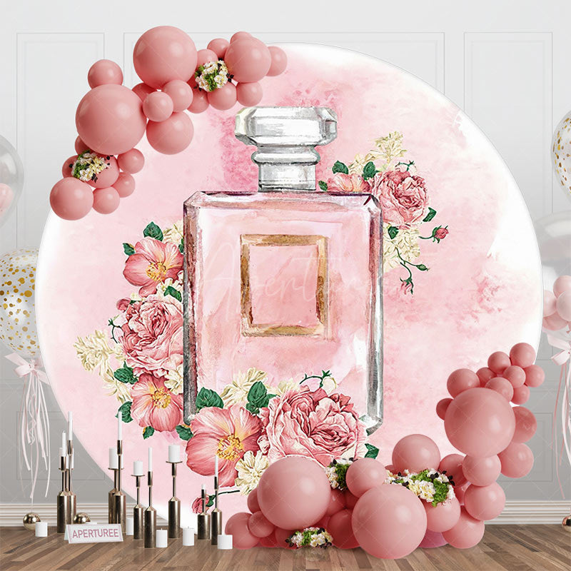 Aperturee - Ink Pink Perfume Floral Watercolor Round Backdrop