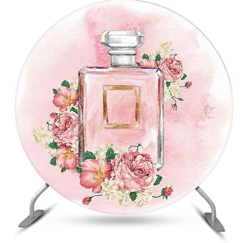 Aperturee - Ink Pink Perfume Floral Watercolor Round Backdrop