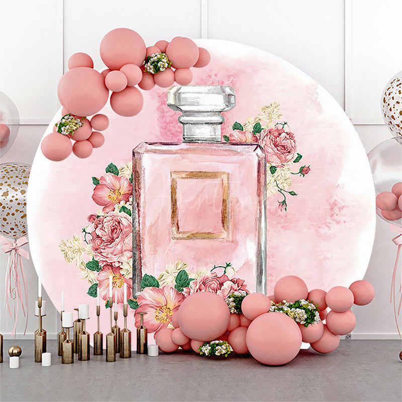 Aperturee - Ink Pink Perfume Floral Watercolor Round Backdrop
