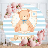 Aperturee - Its A Boy Bear Blue Circle Baby Shower Backdrop