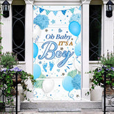 Aperturee - Its A Boy Blue Floral Balloon Baby Shower Door Cover