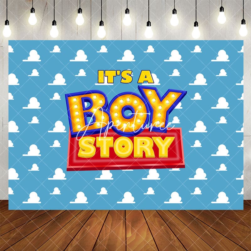 Aperturee - Its A Boy Story Simple Lovely Baby Shower Backdrop