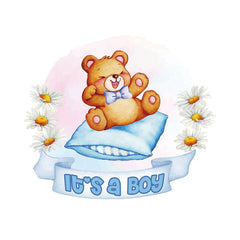 Aperturee - Its A Boy Teddy Bear Round Baby Shower Backdrop