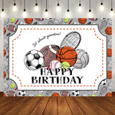 Aperturee - Its Almost Game Time Sport Balls Birthday Backdrop