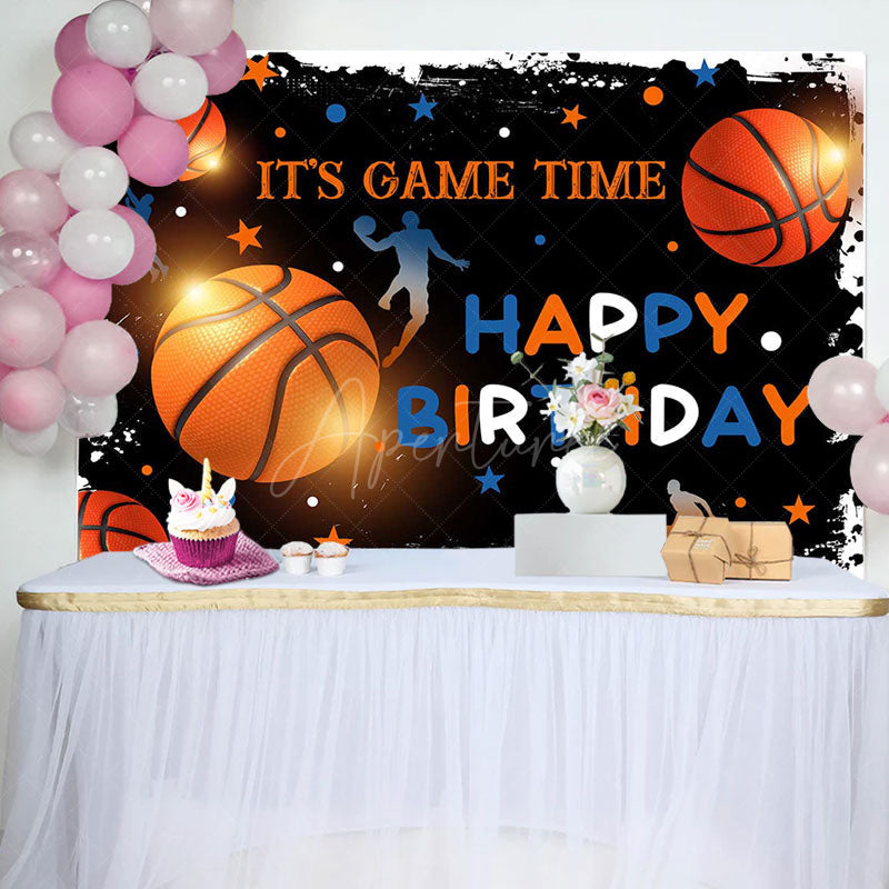 Aperturee - Its Game Time Basketball Sports Birthday Backdrop
