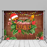 Aperturee - Join Us Wooden Luau Hibiscus Christmas In July Backdrop