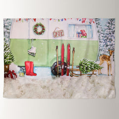 Aperturee - Joy Green Truck Skate Snowy Christmas Backdrop