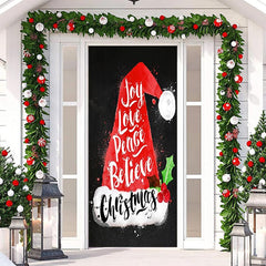 Aperturee - Joy Love Peace Believe Xmas Hat Christmas Door Cover