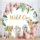 Aperturee - Jungle Animals Round Glitter 1st Birthday Backdrop