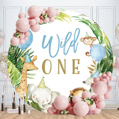 Aperturee - Jungle Forest Animals Round Wild 1st Birthday Backdrop
