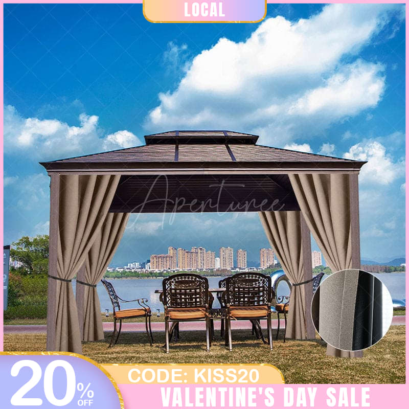 Aperturee - (7 Day Delivery) Khaki Home Decor Waterproof Grommet Top Outdoor Curtains for Front Porch