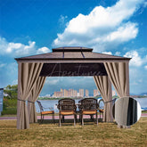 Aperturee - (7 Day Delivery) Khaki Home Decor Waterproof Grommet Top Outdoor Curtains for Front Porch