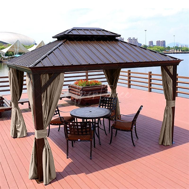 Aperturee - (7 Day Delivery) Khaki Home Decor Waterproof Grommet Top Outdoor Curtains for Front Porch