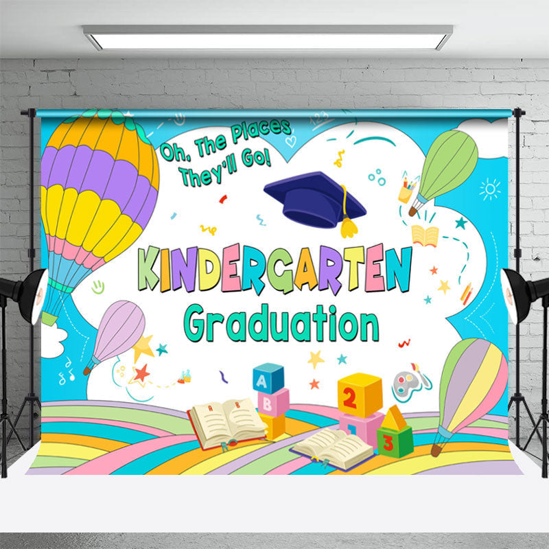 Aperturee - Kindergarten Hot Air Balloon Kid Graduation Backdrop