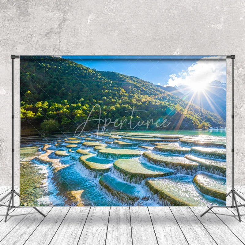 Aperturee - Lake Water Ladder Artificial Landscape Photo Backdrop
