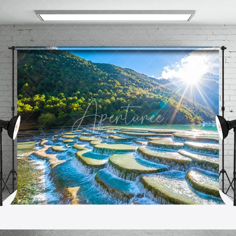 Aperturee - Lake Water Ladder Artificial Landscape Photo Backdrop