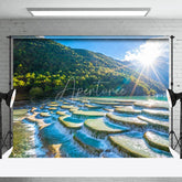 Aperturee - Lake Water Ladder Artificial Landscape Photo Backdrop
