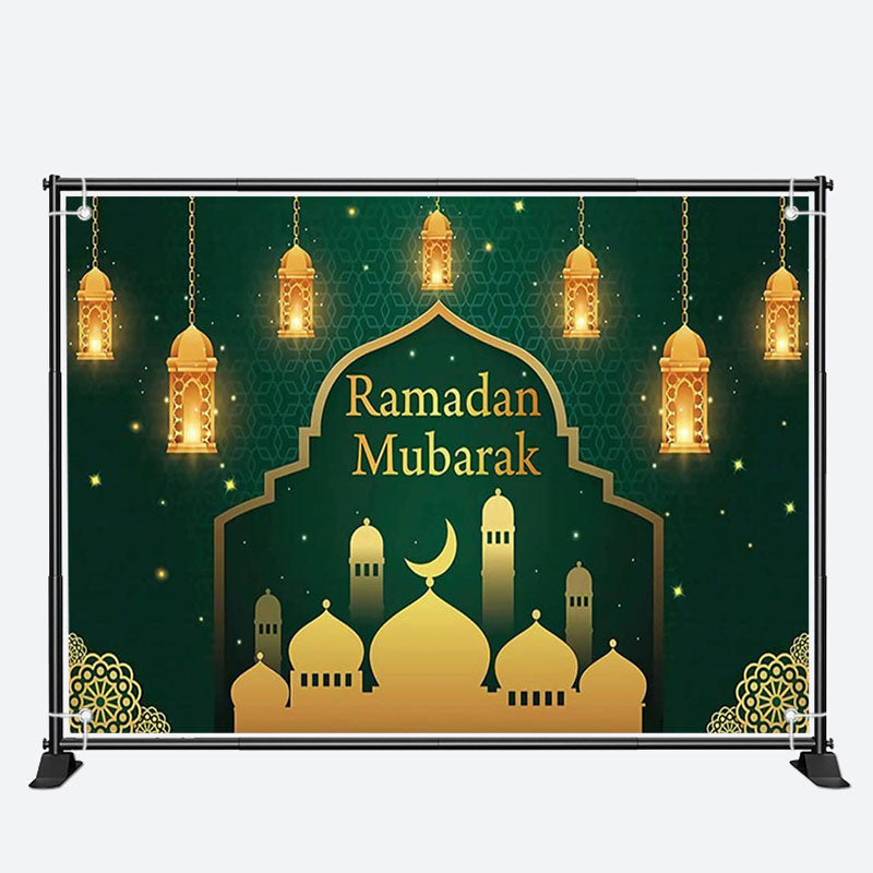Aperturee - Lantern Gold Palace Mandala Green Ramadan Backdrop
