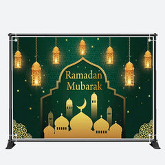 Aperturee - Lantern Gold Palace Mandala Green Ramadan Backdrop