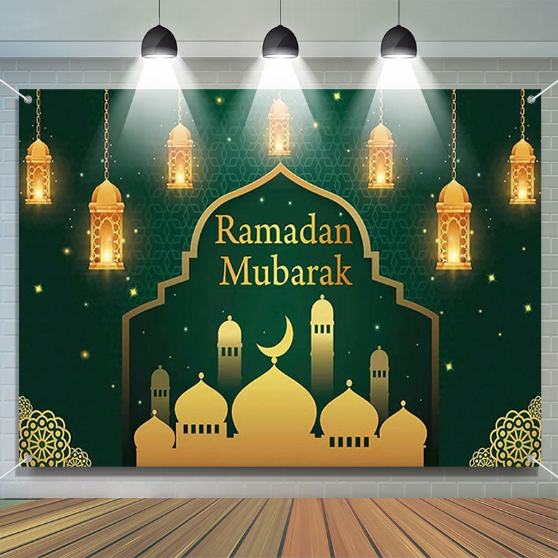 Aperturee - Lantern Gold Palace Mandala Green Ramadan Backdrop