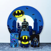 Aperturee Large Building And Superman Happy Birthday Round Backdrop Kit