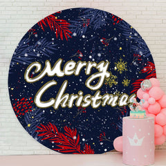 Aperturee - Leaves And Snowflake Round Christmas Backdrop