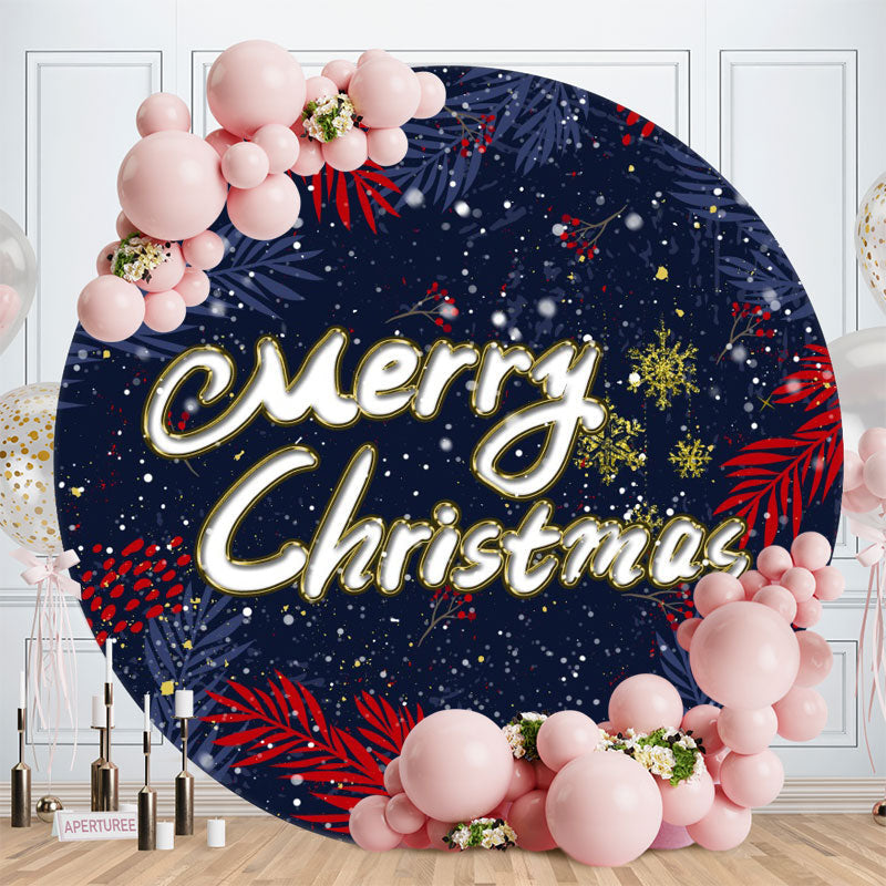 Aperturee - Leaves And Snowflake Round Christmas Backdrop