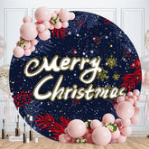 Aperturee - Leaves And Snowflake Round Christmas Backdrop