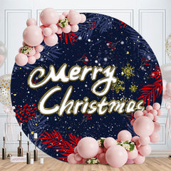 Aperturee - Leaves And Snowflake Round Christmas Backdrop