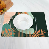 Aperturee - Leaves Green Flesh Color Orange Set Of 4 Placemats