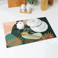 Aperturee - Leaves Green Flesh Color Orange Set Of 4 Placemats