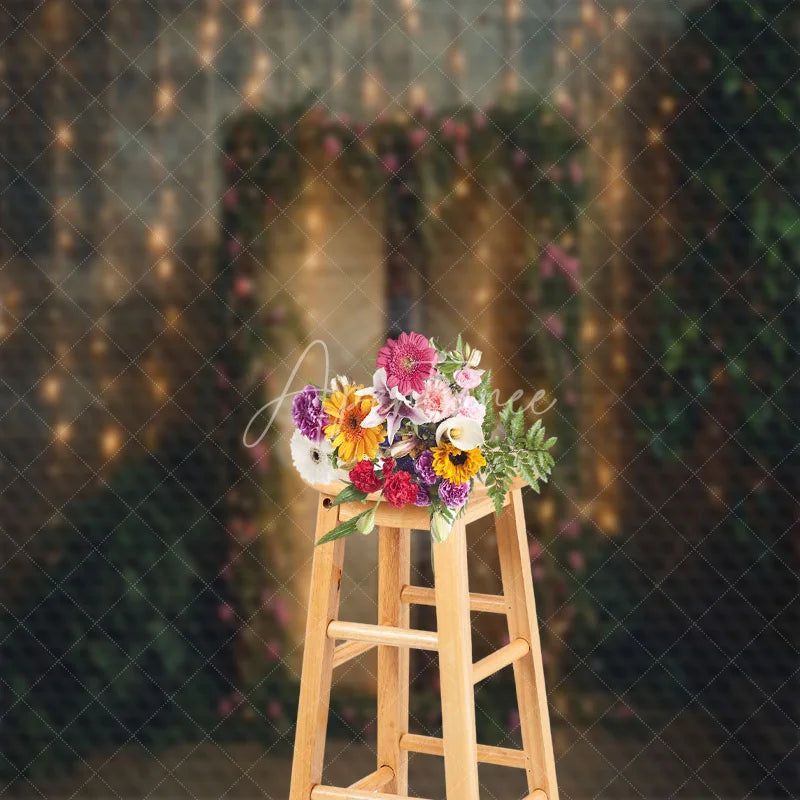 Aperturee - LED Lights And Flowers Surrounded Book Photo Backdrop