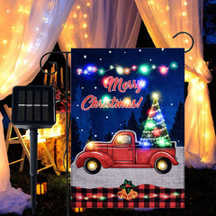 Aperturee - LED Red Truck Christmas Yard Flag For Outdoor Decor
