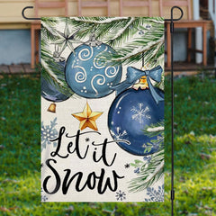 Aperturee - Let It Show Blue Bauble Plant Christmas Garden Flag