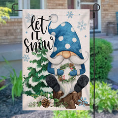 Aperturee - Let It Snow Snowflake Gnome Christmas Garden Flag