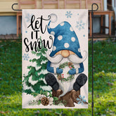 Aperturee - Let It Snow Snowflake Gnome Christmas Garden Flag