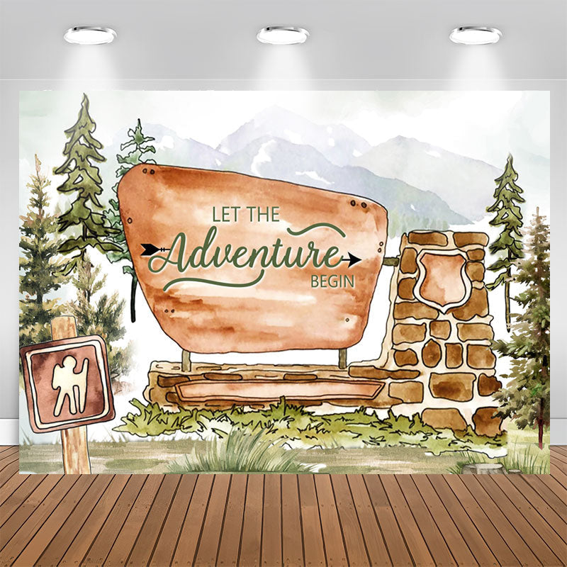 Aperturee - Lets Adventure Begin Jungle Theme Baby Shower Backdrop
