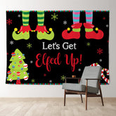 Aperturee - Lets Get Elfed Up Snowflake Christmas Backdrop