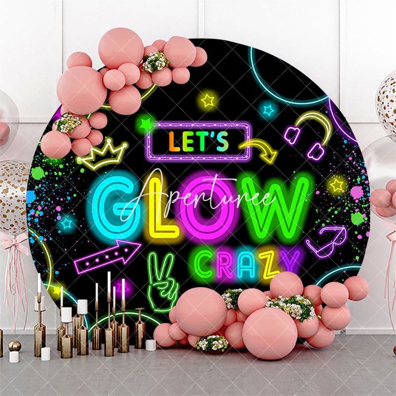 Aperturee - Lets Glow Crazy Neon Graffiti Round Party Backdrop