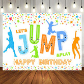 Aperturee - Lets Jump Play Colorful Star Happy Birthday Backdrop