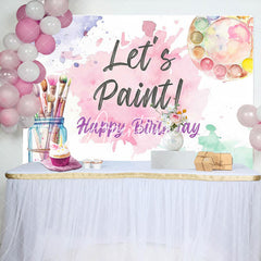 Aperturee - Lets Paint Brush Watercolor Happy Birthday Backdrop