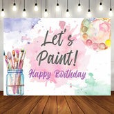 Aperturee - Lets Paint Brush Watercolor Happy Birthday Backdrop