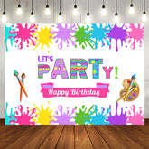 Aperturee - Lets Party Art Party Theme Birthday Backdrop